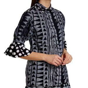Studio 189 Mixed Print Ruffle Cuff Shirt
